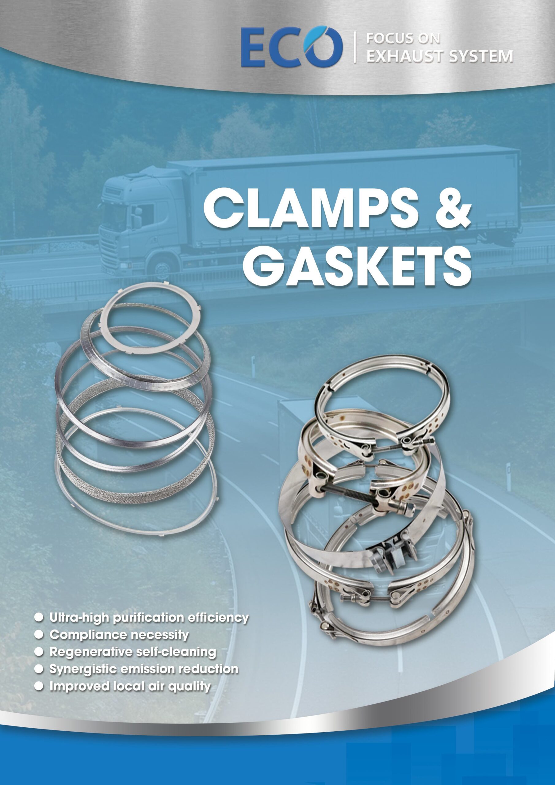 DPF clamps and gaskets for exhaust sealing