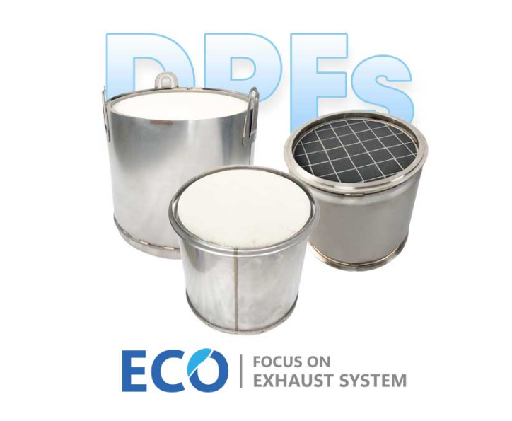 ECO DPFs category banner showing various diesel particulate filters for heavy duty trucks